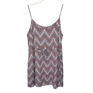 Pixley Mini Blouson Dress Spaghetti Strap Chevron Tie Waist Women’s Size Large